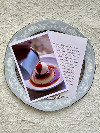 Front and back of espresso caramel pudding photo print