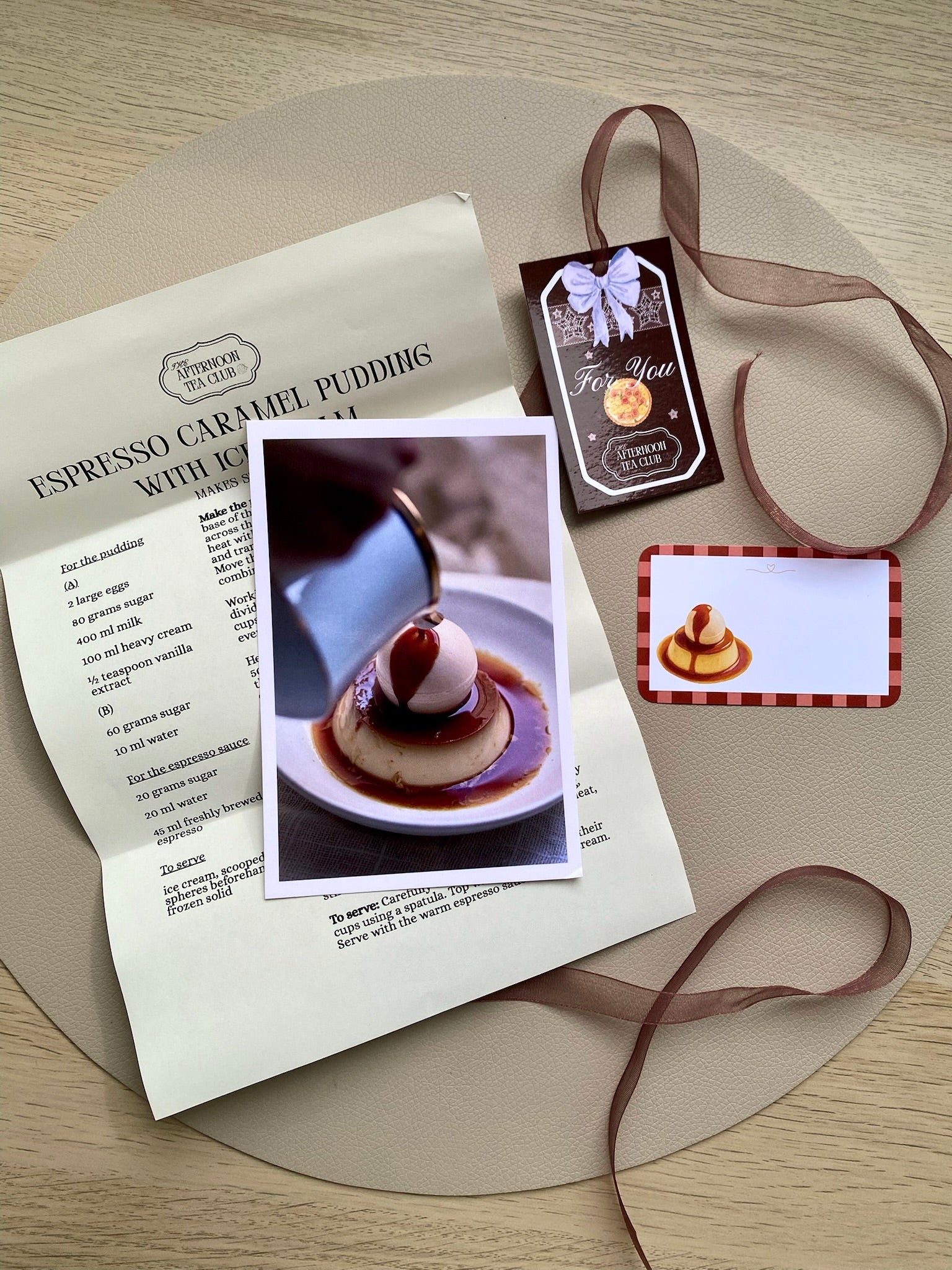 Espresso caramel pudding recipe set