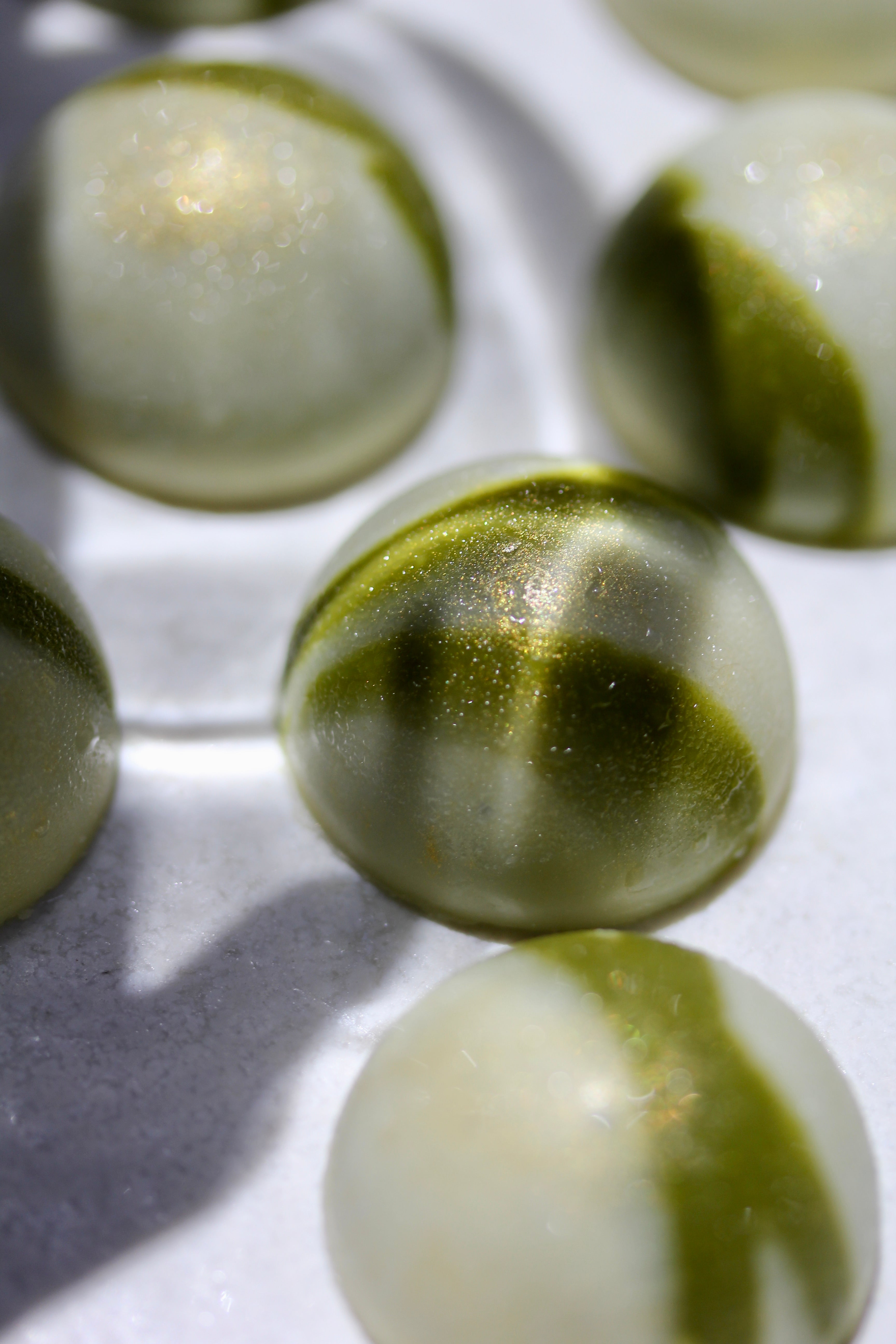 Matcha white chocolate bon bons
